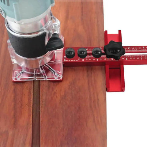 Pro-Grade Aluminum Router Milling Groove Bracket With Base, Adjustable Circle Cutting Jig for woodworking, installed on wood