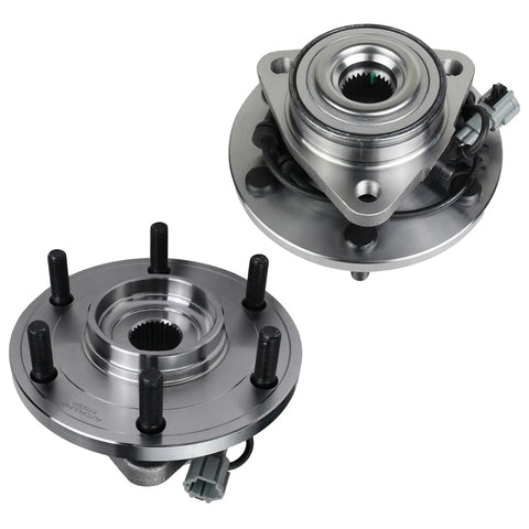Two Pack Front Wheel Hub and Bearing Assembly for Nissan Titan 04-07, Armada 05-07, Pathfinder 04, Infiniti QX56 04-07 - 6 Lug with ABS shown