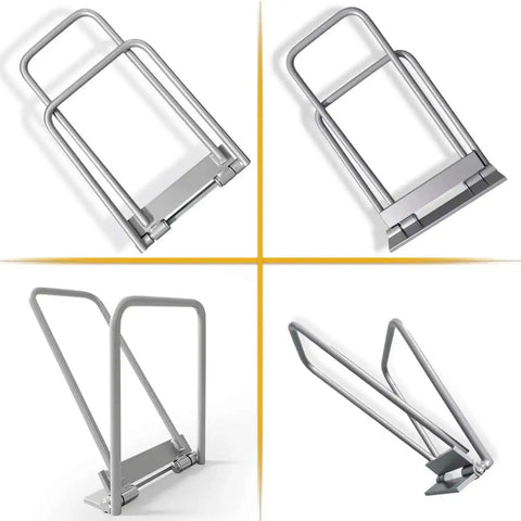 Heavy Duty Standing Seam Lock Tool for Metal Roofs and Drip Edges, fast and clean hemming tool, four views including side and angled.