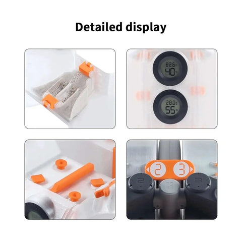 Detailed display of AMS Lite Filament Spool Enclosure showing inner components, dials, and parts for A1 and A1 Mini 3D printers.