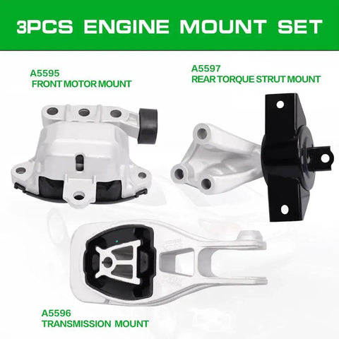 3-Piece Bolt In Engine And Transmission Mount Kit For 2012 2018 Sonic 1.8L L4 Auto Transmission Replacement Of OE A5595 A5596 A5597