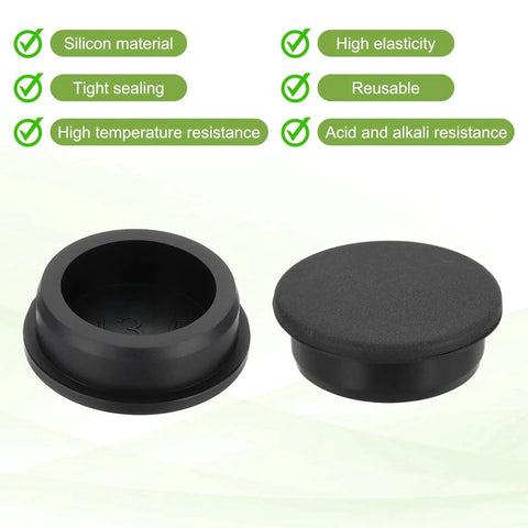Silicone Hole Plugs Eight Pack 43.5mm High Temp T Type Rubber Stoppers for 42 to 43.2mm holes with specifications shown.