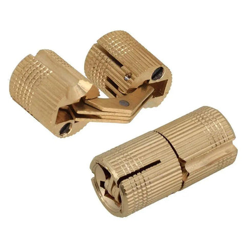 Copper Hidden Barrel Hinges 14mm Set, Concealed 4 Pack for Wooden Doors and Cabinet Doors, close-up view