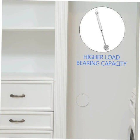 Lid Support Hinge With Soft Close Gas Spring For Cabinet Doors shown with higher load bearing capacity in a decorative cabinet setting.