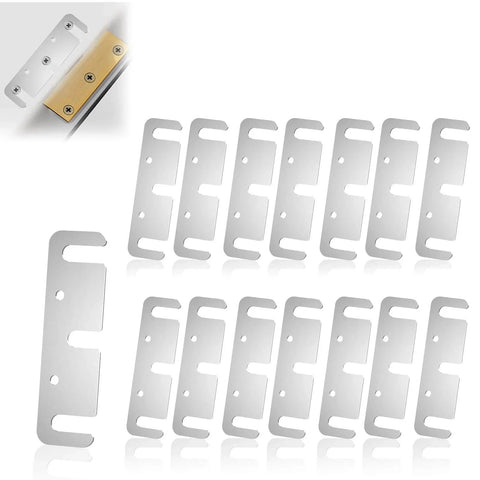 Door Hinge Shims 0.035 Inches, 15 Pack Laser Cut Stainless Steel Kit With Brushed Silver Finish, corrosion resistant.