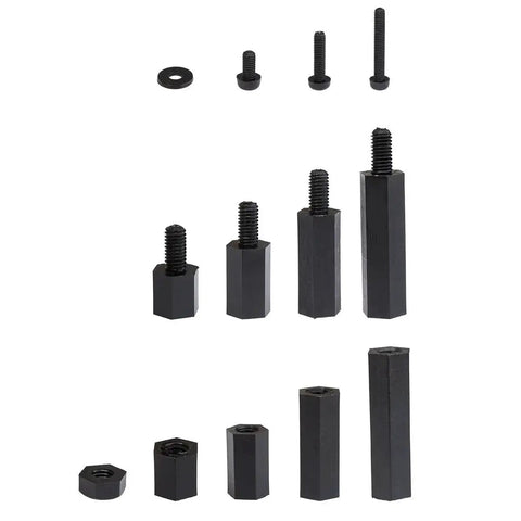 320 Piece M2 Nylon Hex Spacer Standoff Kit With Male And Female Screws Nuts And Spacers Black Durable Nylon Includes Plastic Case Easy To Install Great For Electronics DIY Projects