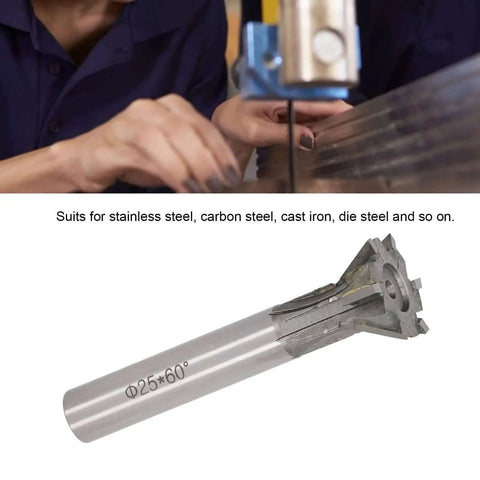 25Mm Dovetail Milling Cutter With 6 Flute Carbide End Mill 60 Degree Straight Shank For Ferrous And Nonferrous Metals Pro Grade Tool