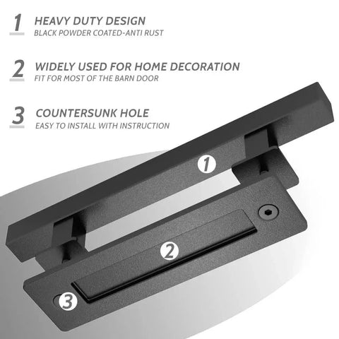 2 Pack 12 Inch Barn Door Handles With No Gap Flat Plate Design Heavy Duty Square Matte Black Sliding Barn Door Pull Handles Easy To Install Upgrade Back Plate Welded For Seamless Fit