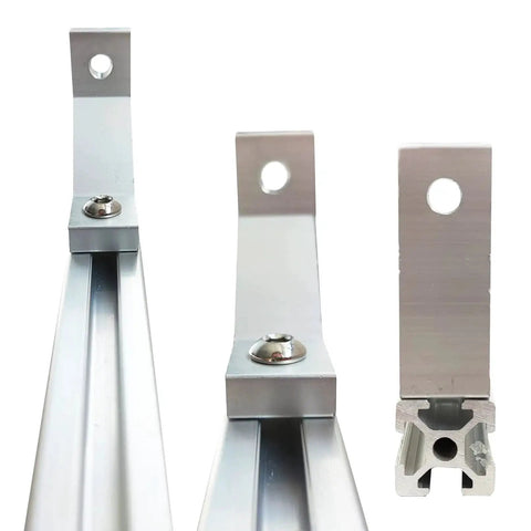 Heavy Duty 10 Series L Bracket Connector Kit for 1010 Aluminum Extrusion, 1 inch profile bracket shown up close with T nut and screw