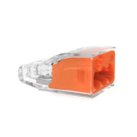 Ideal Electrical in-Sure 3-port push-in wire connector, 30-1033P, orange/clear housing for solid and stranded wires