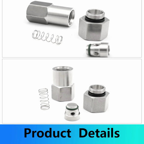 1/8–1/2 in G female threaded stainless steel check valve components: hex nut, spring, and valve core
1/8–1/2 in G female threaded stainless steel check valve assembled with spring, seals, and cap