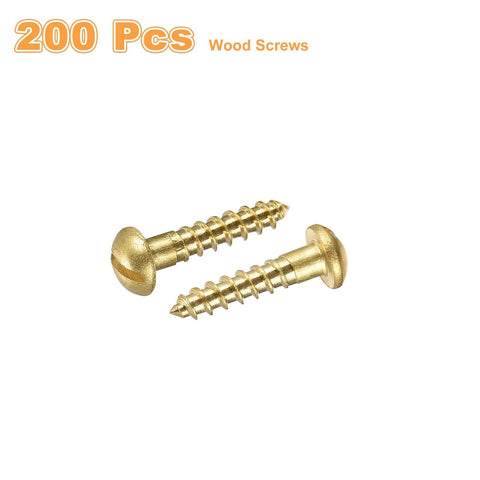 Copper Self Tapping Wood Screws M2 10mm Slotted Round Head For DIY Woodworking And Home Improvement Projects, 200 Pc Pack