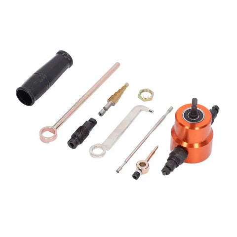 360 Degree Double Head Sheet Metal Cutter Nibbler Attachment For Drills Heavy Duty Pro Grade Burr Free Rotating Cutter Kit components