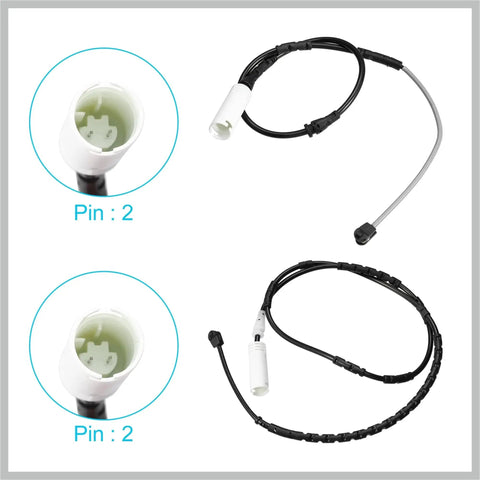 RATCHROLL 2pc brake pad wear sensor cables for BMW X1 (2013–2015), front and rear, white 2-pin connectors