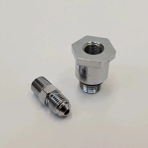 Chrome fittings for Chrome Rocker Box Oil Pressure Gauge Mount Kit Bolt On With Braided Stainless Steel Oil Line For 1984 Through 1999 Harley Big Twin EVO