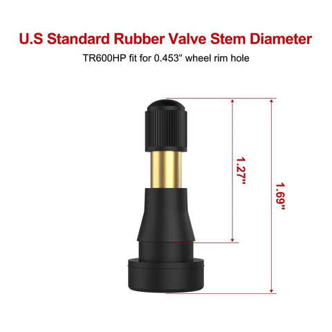 High Pressure Brass Stem Snap In Tire Valves For 0.453 Inch Rim Holes 11.5mm EPDM Rubber Core 5 Pack Fits Most Pickups And Heavy Duty Vehicles Durable Seal And Easy Install SUNSOUL TR600HP