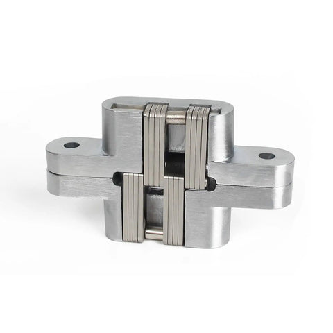 Hidden Door Hinge 0 to 180 Degree Opening Zinc Alloy Door Hardware Silver Small Size, Smooth Quiet Operation, Self Concealed Hinge