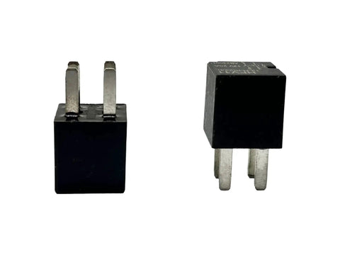 12V DC 20A 4-Pin Automotive Relay Dual Pack For Car Electrical Systems, shown close-up with connectors visible and black casing.