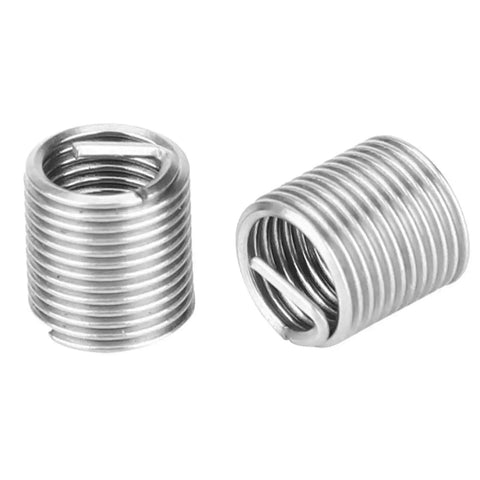 Close-up of Helicoil thread inserts from the Thread Repair Kit For Female Threads M6x0.75 30 Piece to fix stripped holes.