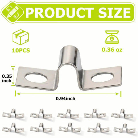 Terminal Block Jumper Wires Tension Clip Kit, 10 Pack, 30A Compatible shown in stainless steel with product dimensions