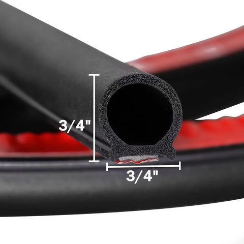 Close-up of Heavy Duty D Shape Weather Stripping Three Quarter Inch By Three Quarter Inch Eight Foot Self Adhesive EPDM Rubber Seal