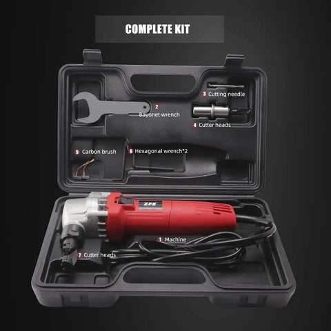 Metal Nibbler For Sheet Metal Cutting, 380W Power, case with machine, cutter heads, tools, and accessories included
