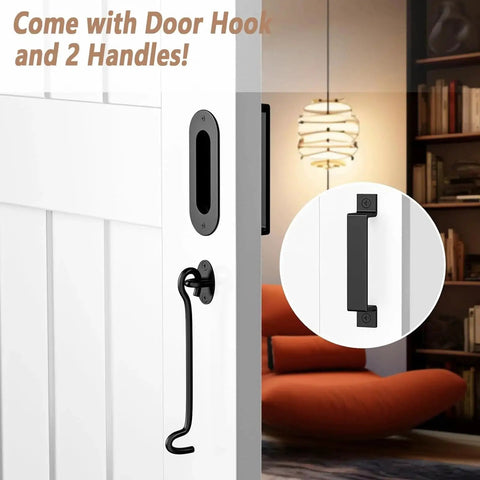Sliding Barn Door Hardware Kit Six Point Six Foot Heavy Duty Rail System With Quiet Smooth Operation Includes Door Hook And Two Handles