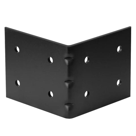 Four Pack Heavy Duty Black Steel L Reinforced Angle Brackets For Wood, 0.125 Inch Thick, Anti Rust, 11 mm Holes