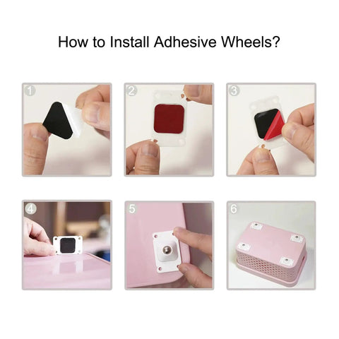 Installation guide for Self Adhesive Mini Casters 12 Pack Durable Universal Plastic Caster Wheels White Stick On Rollers.