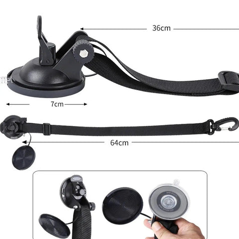 Heavy Duty Suction Cup Hook Anchor For Camping And Tents Easy To Install Multifunctional Tent Accessory Car Tent Suction Cup Holds Up To 10 Kg On Smooth Surfaces Ideal For Awnings And Hanging Items Durable And Reliable shown with strap and dimensions.