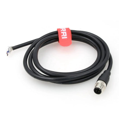 Black 4 Pin M12 A Coded Aviation Connector Cable with straight male end for sensors and actuators, shielded PVC, unplugged view
