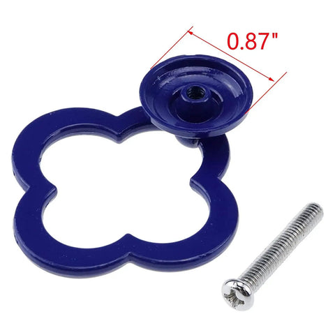 12 Pack Royal Blue Four Leaf Clover Cabinet Knobs And Drawer Pulls Zinc Alloy Hardware base and screw