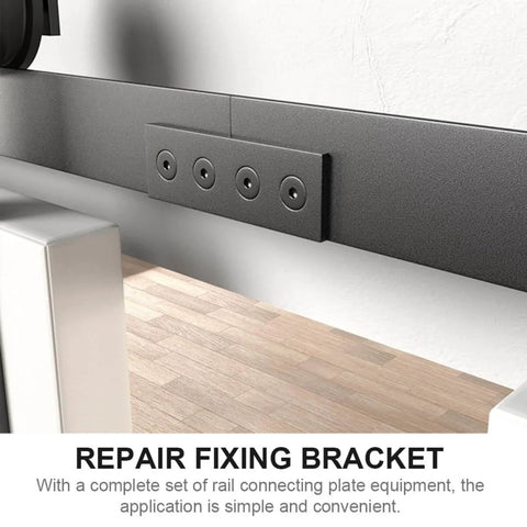 Track Connector Mending Plate For Barn Doors Two Pack Solid Heavy Duty Flat Repair Bracket installed on barn door track