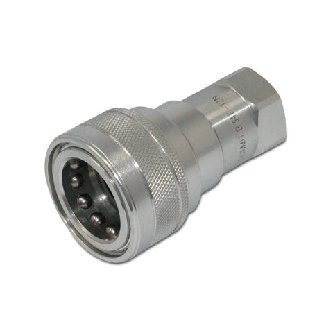 Summit Hydraulics 3/4 in NPT ISO 7241-B hydraulic quick-disconnect coupling, silver metal.