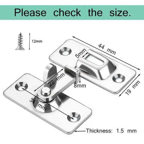 Diagram of Mini 90 Degree Door Latch Lock For Sliding Doors Screen Doors And Pocket Doors Made From 304 Stainless Steel with dimensions