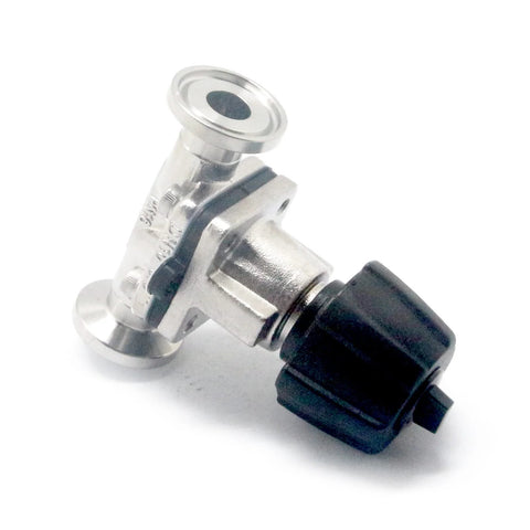 QiiMii SS316 mini diaphragm valve, 1/2 inch tri-clamp, stainless steel body with black plastic cap
