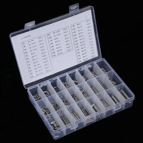Heavy Duty Hollow Spring Pins Set 280 Pcs Stainless Steel Clamping Sleeves Assortment M1.5 Through M8 With Durable Storage Box For Machine Shop And Industrial Uses in open box