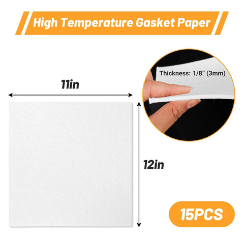 UCandy ceramic fiber gasket paper, white 11x12x1/8 in insulation sheets, 15-pack for stoves and furnaces