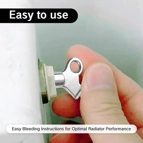 Hand using Three Pack Radiator Bleed Key Set With Durable Metal Handle For Home Radiator Air Valves Bleeding Old Radiators Made Easy No Fuss Tool