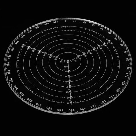 Round Center Finder Compass 7.87 Inch Transparent Acrylic Wood Turning Tool for Lathe Parts on dark background