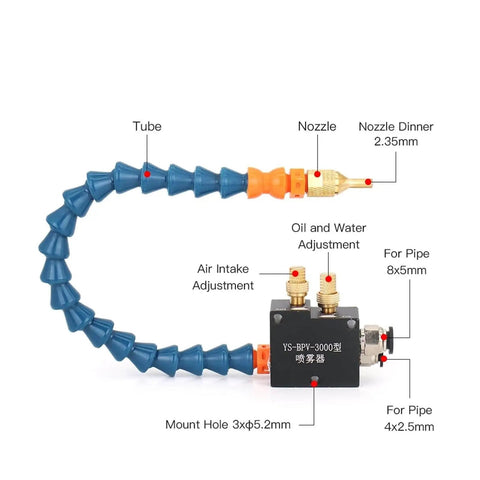 Cooling Sprayer For CNC Lathe Milling Drill Machines 320mm Length Mist Coolant Spray System With 8mm Air Pipe detail view