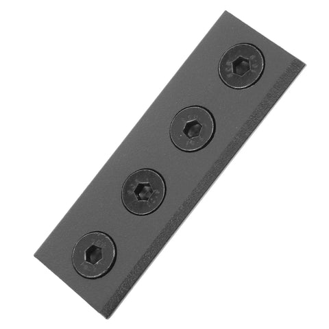 Barn Door Track Connector Set For No Fuss Smooth Sliding Hardware In Black Designed To Link Tracks With Flat Fixing Plates And Gasketed Mending Plates