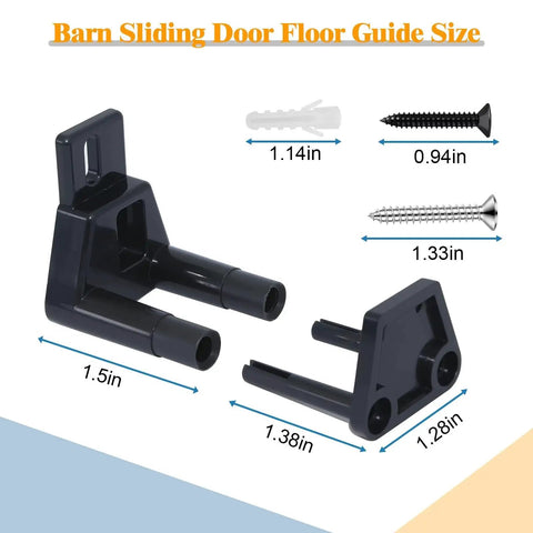 Barn Door Floor Guide With Adjustable Wall Mount For Easy Installation RV Sliding Door Guide With Screws Black Finish 2 Packs