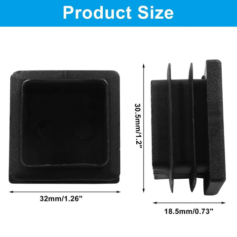 12 Pack One And A Quarter Inch Square Plastic Plugs Black End Caps For Square Tubes And Furniture Legs Durable Plastic Plugs Provide Floor Protection In Indoor And Outdoor Use product size