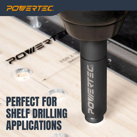 Pro Grade Shelf Pin Jig Kit With 1/4 Inch Self Centering Drill Bit For Fast, Precise 3/8 Inch Shelf Holes drilling into wood