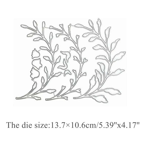 3 Piece Flower Leaf Branches Metal Die Cuts Set For DIY Embossing And Card Making, Floral Leaves Frame, carbon steel, size 137×106 mm