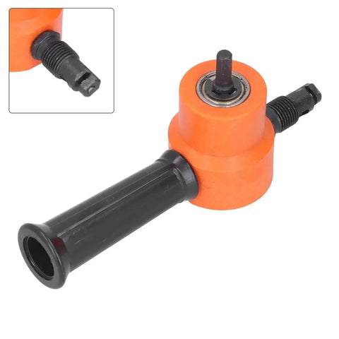 Beefy Pro Grade Double Head Nibbler 360 Degree Adjustable Heavy Duty Metal Drill Attachment for cutting sheets close-up view