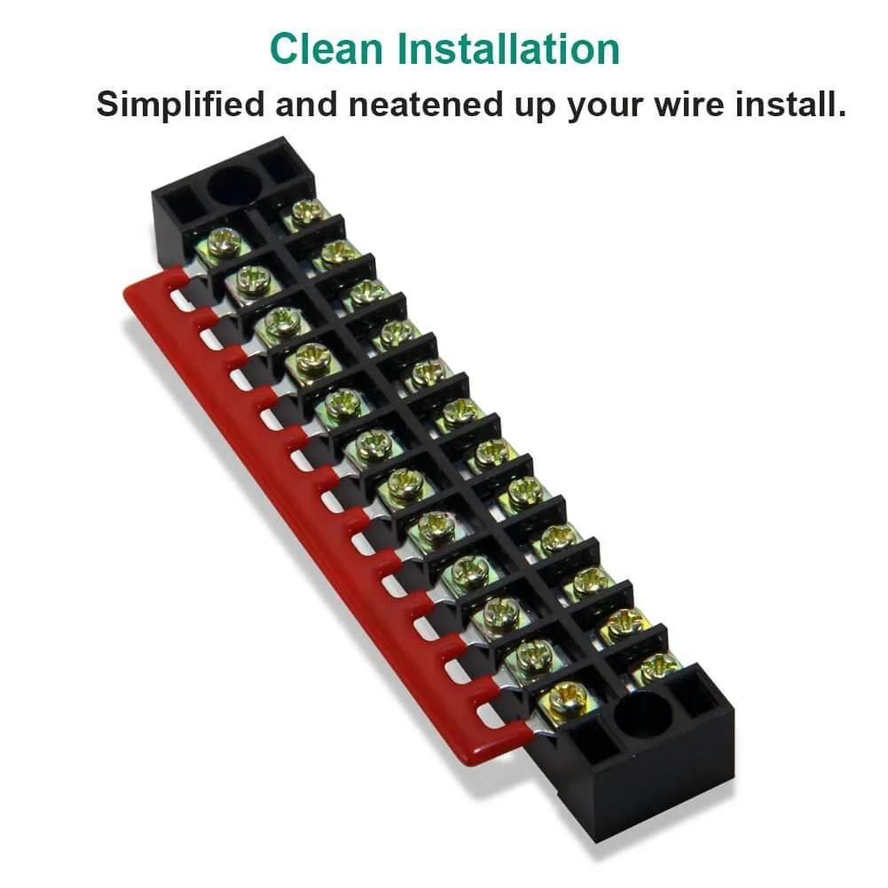Dual Row 12 Position Screw Terminal Strip Block With C
