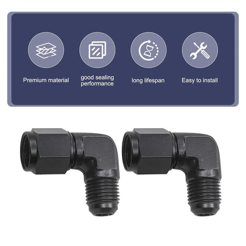 2 Pack 6AN Female To 3/8 Barb 90 Degree Hose Swivel Fittings Aluminum Black Anodized 6061 T6 For Fuel Lines And Pressure Regulator Fittings Durable Rust Resistant Performance For Cars And Trucks
