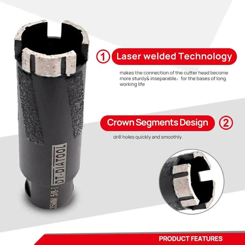 Diamond Core Drill Bit 38mm 5/8-11 Welded Hole Saw for Granite Marble and Hard Stone Wet or Dry Use with Angle Grinder